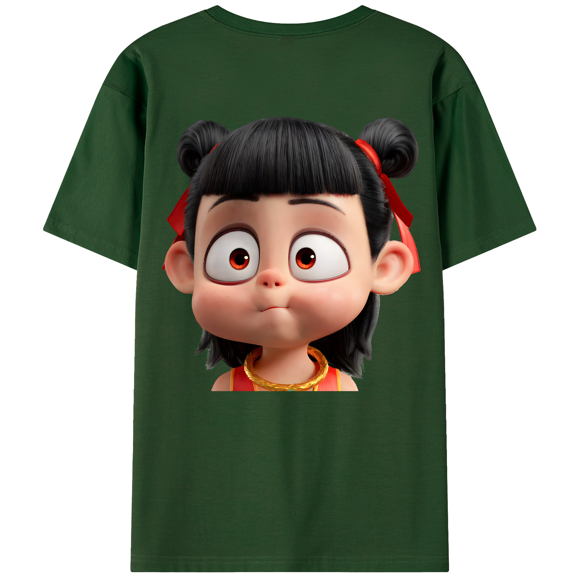 （画像用） Ne Zha 2 ナタ 魔童の大暴れ 綿100％半袖Tシャツ（背面プリント）